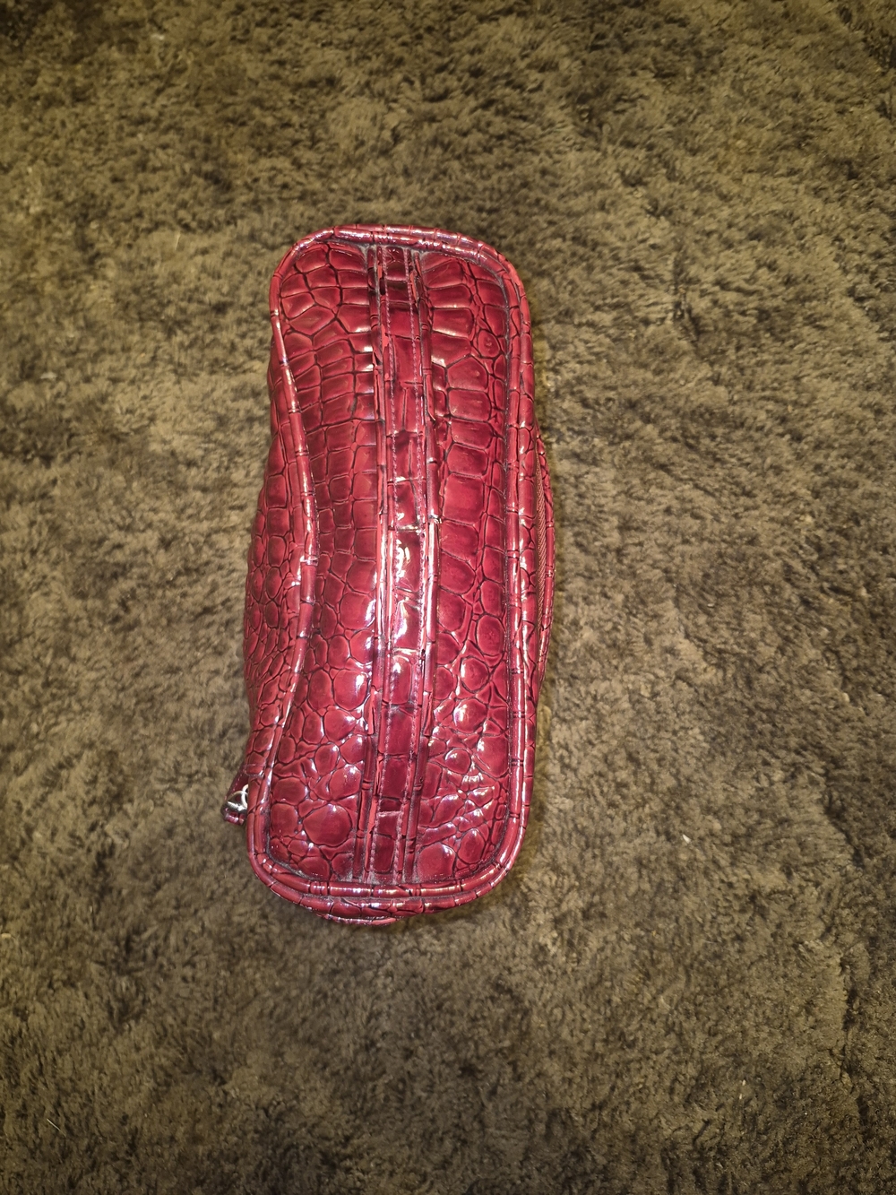 Modella Red Croc-Embossed Cosmetic Case with Top Handle - Picture 3 of 6